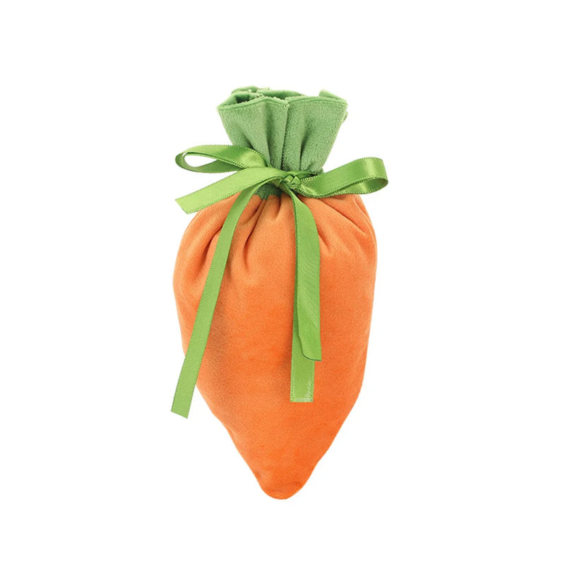 1Pc/10Pcs Easter Carrot Gift Bags Velvet Carrot Drawstring Bags Easter Candy Cookie Packaging for Kids Easter Decoration 2024