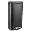 Resistant Rectangular Trash Can With Soft-Close Foot Pedal, Brushed Stainless Steel, 30L, Satin Nickel Finish