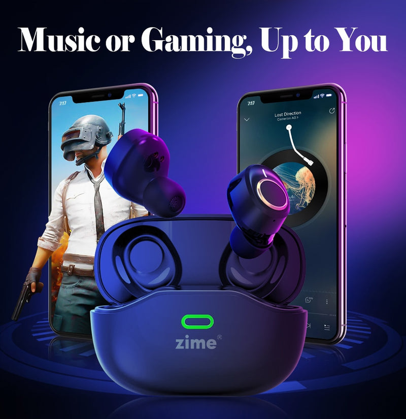 Zime Robin Wireless Earbuds Bluetooth 5.0 Music Gaming 65ms Low Latency with Mic for Android Iphone TWS Earphones PUBG FREE FIRE