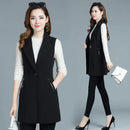 2024 New Spring Autumn Coat Casual Long Blazer Vest Women Sleeveless Jacket Elegant Office Lady Waistcoat Female Outwear M-4XL