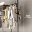 Coat Rack Movable Double Clothes Shelf Clothes Floor-Standing Bedroom Wheeled Floor Hangers Storage Coat Rack Clothes Racks
