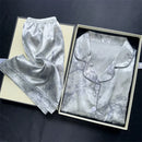 2 Pieces Print Sleepwear Faux Silk Satin Nightwear Pyjamas Fashion Casual Pajama Women Shorts Pajamas Set Ink Painting Outfits