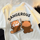 Sisters Tops Raccoon Looking in The Mirror T Shirt Casual Breathable Street Hip Hop Tops Cool Oversized Women T-Shirt