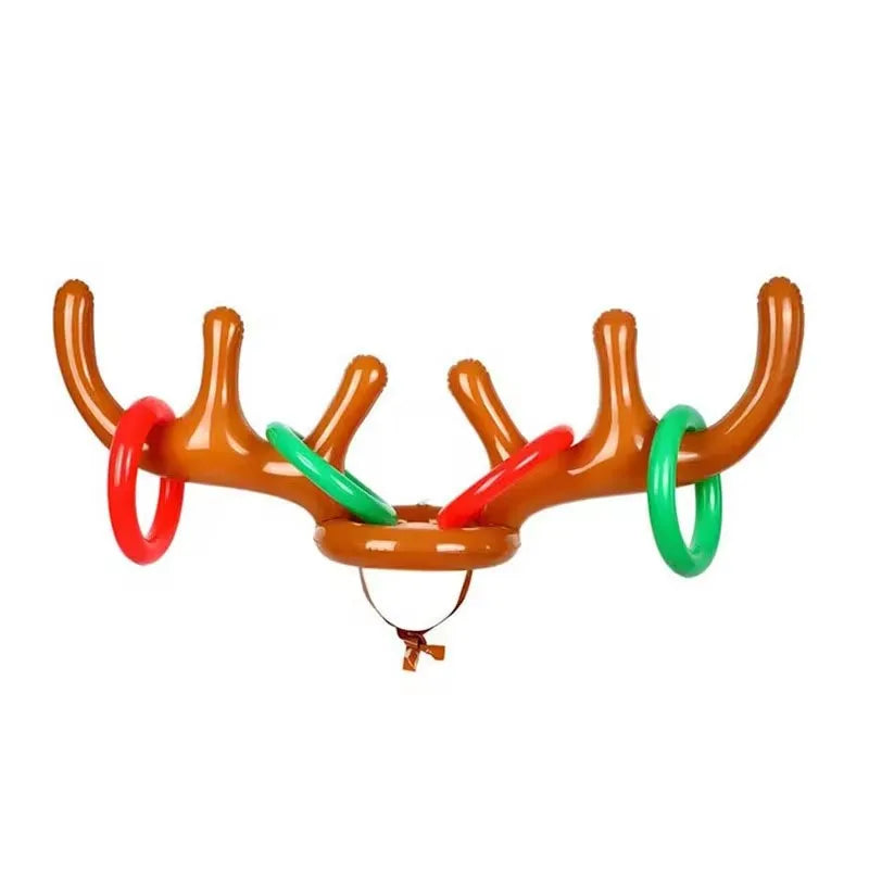 Christmas Game Inflatable Reindeer Antler Hat Ring Toss Kids Gifts Toys New Year Christmas Home Decoration Xmas Party Supplies