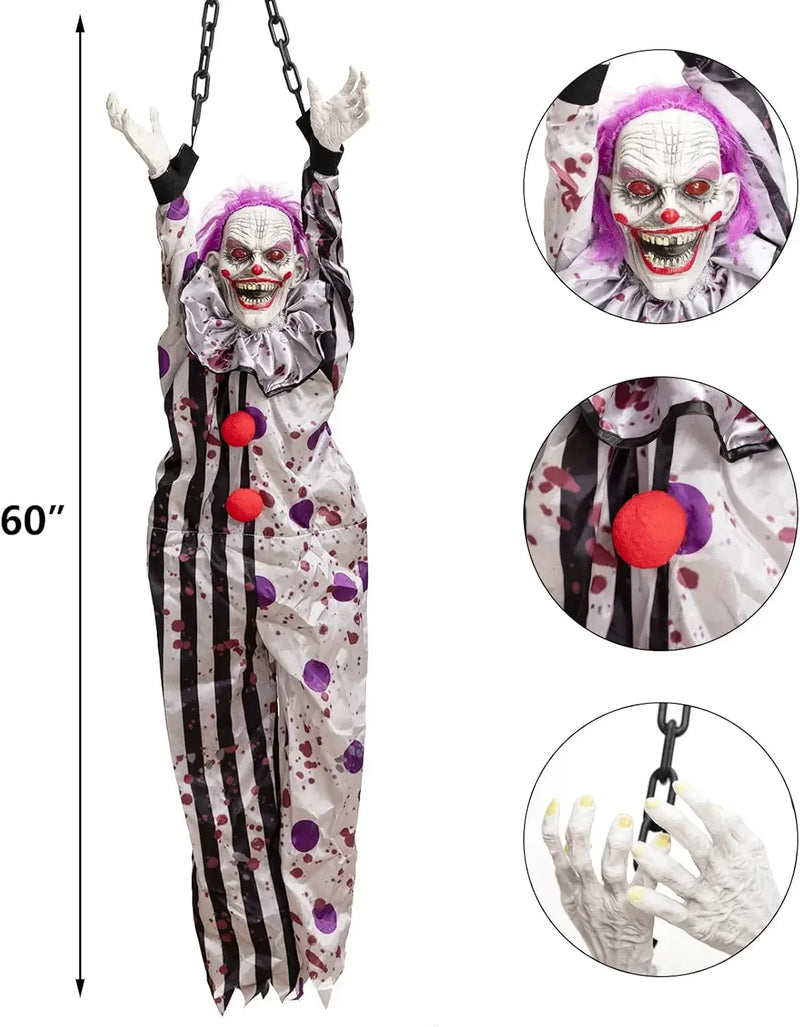 Halloween Animatronics Decoration Hanging Clown Nurse Voice Control Electric Outdoor Scary Clearance Horror Haunted House Props