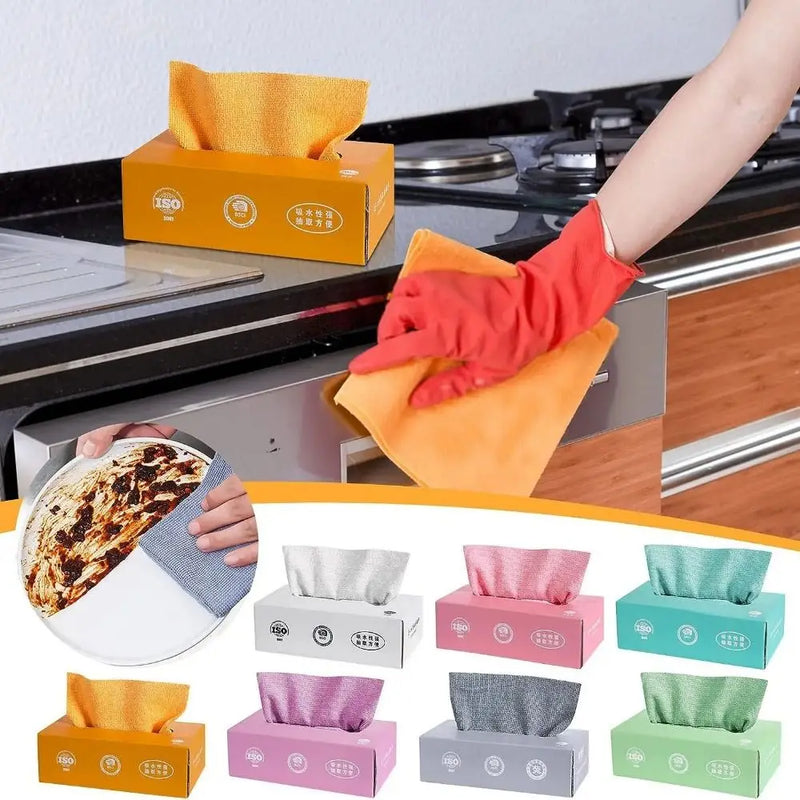 20PCS/Box Microfiber Towel Absorbent Kitchen Cleaning Dishcloth Non-stick Oil Dish Rags Napkins Tableware Home Cleaning Towels