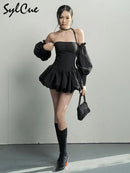 Sylcue 2023 Summer Party Formal Retro Princess Senior Texture Intellectual Elegant Avant-Garde Personalized Women'S Cool Dress