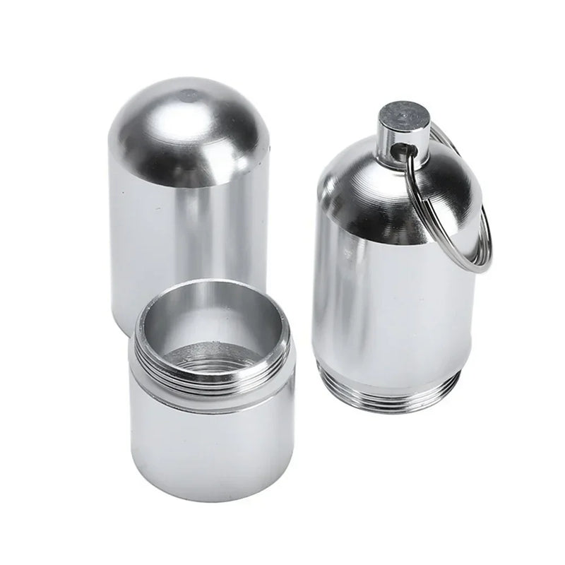 Waterproof Aluminum Pill Box Case Bottle Cache Drug Holder for Traveling Camping Container Keychain Medicine Box Health Care