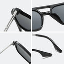 SO&EI Retro Double Bridges Square Sunglasses Women Fashion Clear Ocean Lens Shades UV400 Men Trending Metal Hollow Sun Glasses