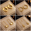 DIEYURO 316L Stainless Steel Heart Lock Hoop Earrings For Women High Quality Gold Color Girls Ear Jewelry Party Wedding Gifts
