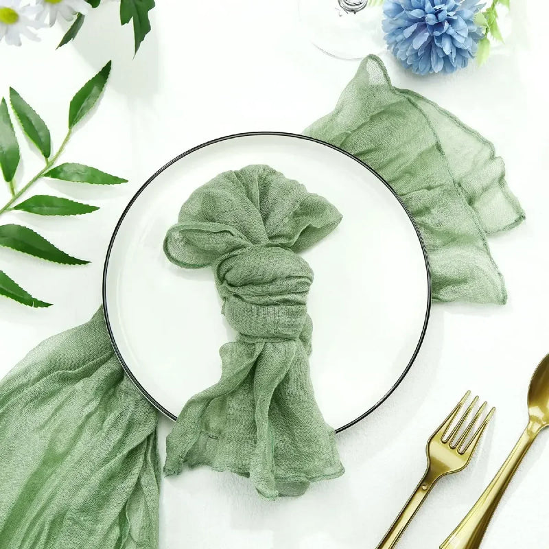 60Pcs 50x50cm Sage Green Napkins Boho Gauze Serving Table Decor Dinner Towel Cocktail For Wedding Thanksgiving Easter Decoration