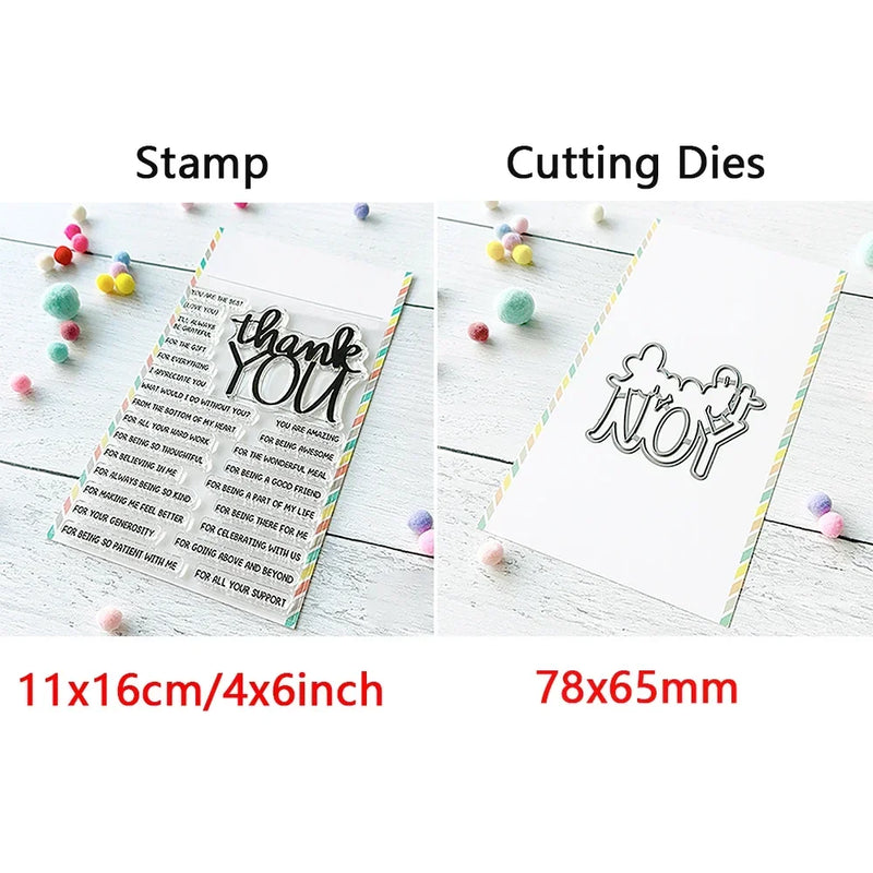 Birthday Cake Cute Frog Fox Animals Cutting Dies and Clear Stamps Bottle Thank You Words Dies For DIY Scrarpbooking Paper Craft