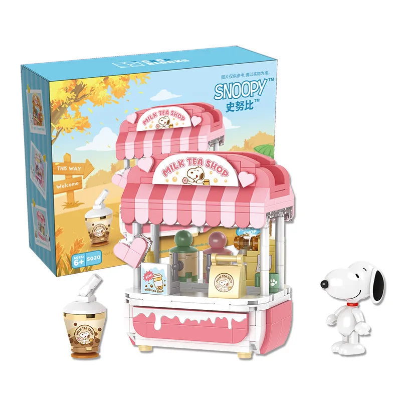 Genuine Anime Snoopy Action Figures Kawaii Cartoon Building Blocks Toy Bricks Assemble Educational Toys For Children Gifts