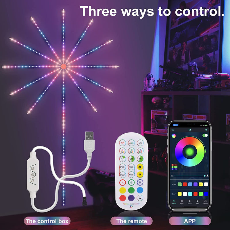 Smart LED Light Strip DIY Firework Remote Bluetooth USB Festoon Lamp For Indoor Home Bedroom Party Wedding Decor Christmas Light