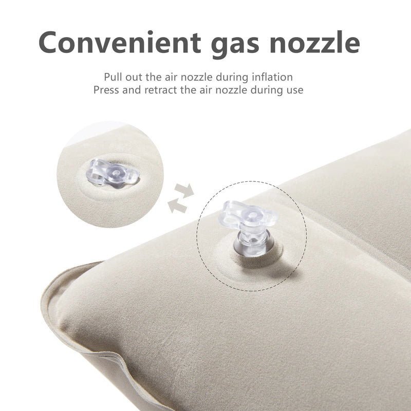 BISINNA Inflatable Pillow,Portable Camping Neck Pillow,Compressible Folding Flocking Air Cushion for Sleeping Travel Hiking