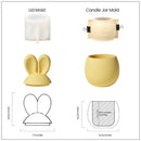 Nicole Candle Jar Silicone Molds for Concrete DIY Hoppy Bunny - Eared Easter Egg Storage Vessel Cement Mould Easter Gift Tools