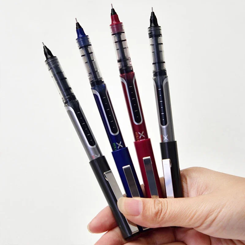 3Pcs/set Kawaii Straight Liquid Rollerball Pen 0.5mm Large Capacity Blue/black/red Ink Gel Pen School Office Stationery Supplies