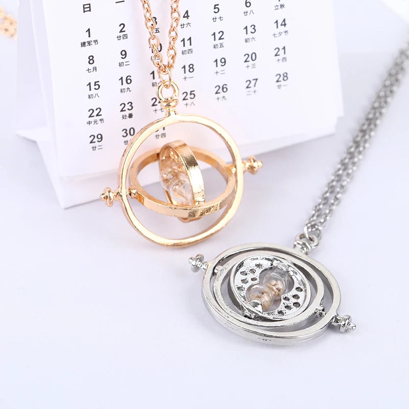Time Turner Necklace Hourglass Pendant Long Chain Jewelry Fashion Enamel Alloy Toy Trinket Party Cosplay Accessory Hot Sale