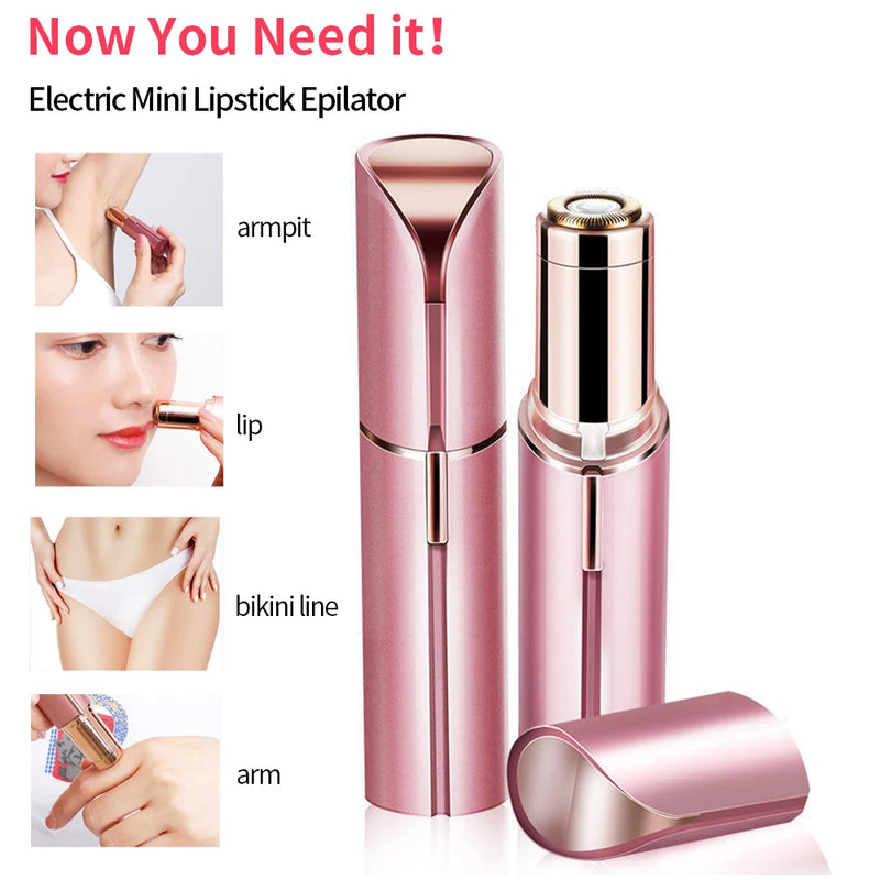 USB Rechargeable Electric Hair Removal Lipstick Shape Female Facial Epilator Remover Painless Safety Women Full Body Hair Shaver