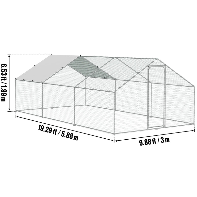 SucceBuy Large Metal Chicken Coop Walk-in Chicken Runs for Yard Spire Hen for Outdoor Backyard Farm Duck Rabbit Cage Poultry Pen