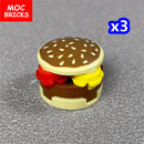 MOC Bricks Food Cookie Bone Pretzel Bagel Biscuits Waffle Chips Hot Dog Bread Pizza Milk Educational Building Blocks Kids Toys