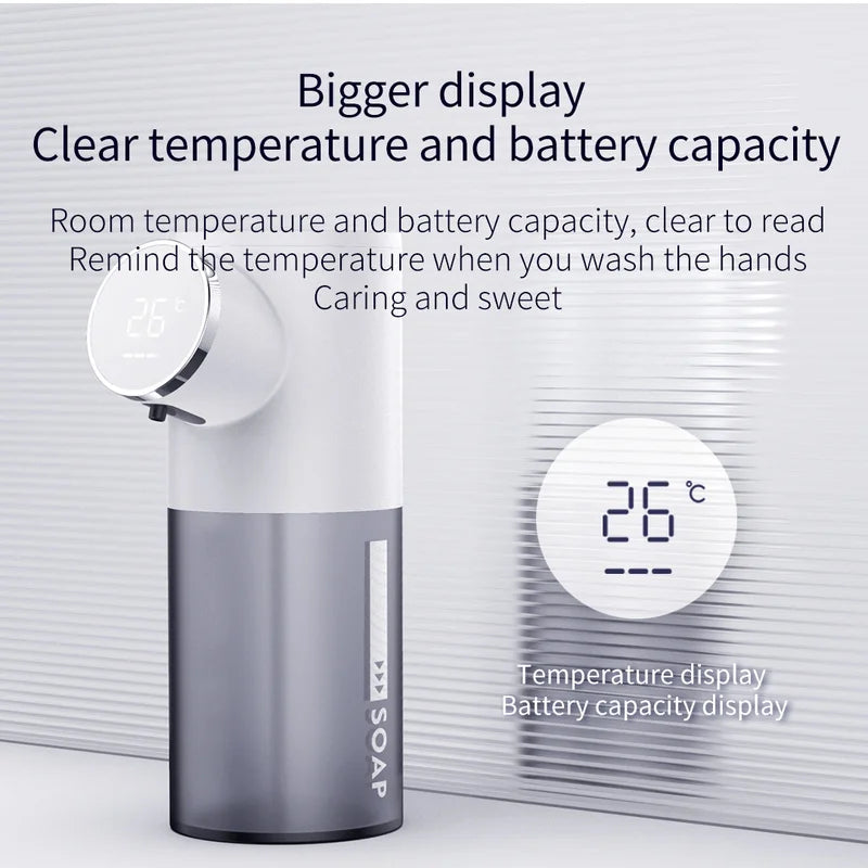 USB Automatic Liquid Soap Dispenser Touchless Sensor Foam Machine with Temperature Display for Bathroom Equipment