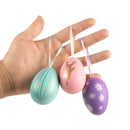12pcs Plastic Painted Easter Eggs Hanging Ornament DIY Easter Egg Pendant For Home tree Decoration Happy Easter Party Kids gift