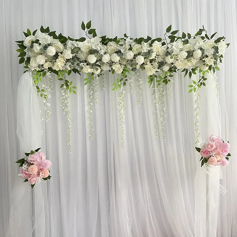 1M Artificial Wedding Flower Row Long Layout Wedding Home Decoration Scene Artificial Flower Road Lead Flower Row Arch Decor