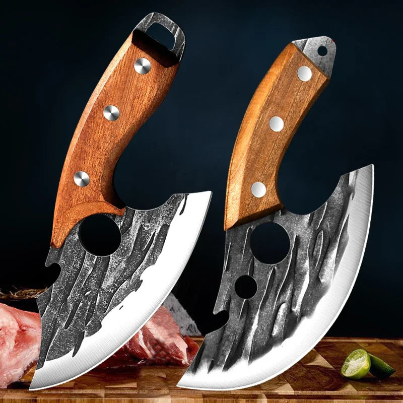 Forged Meat Cleaver Kitchen Chef Knife Fishing Boning Fruit Cutting Knife BBQ Butcher Portable Utility Viking Knife Can Opener