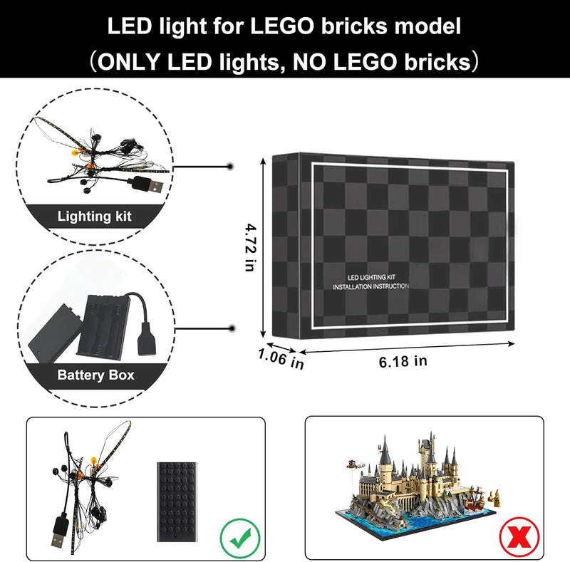 HPROSPER LED Light (No Model) For LEGO 76419 Harry Potter Hogwarts Microscale Castle and Grounds Light Up your Building Blocks