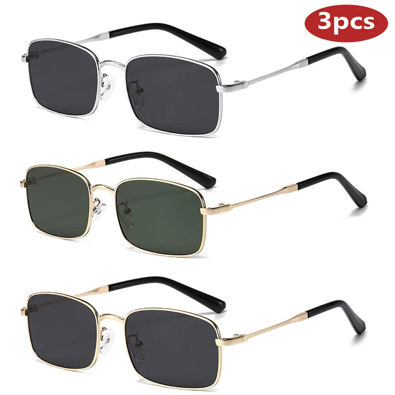 1/3pcs Classical Square Metal Sunglasses Fashion Men Sunglasses Women Outdoor Sports UV Resistant Eyeglass Luxury Design UV400 ﻿