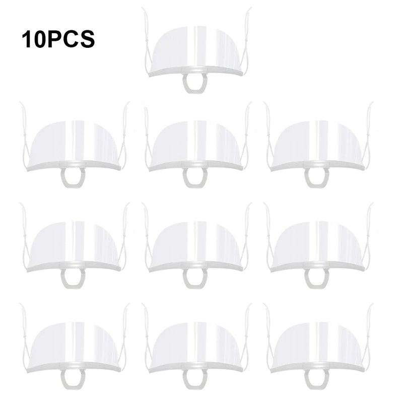 10 Pieces Chef Anti-Fog Cover Reusable Transparent Hygiene Safety Face Shield Plastic Anti-Splash Kitchen Mask Waiter Use