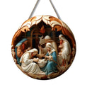 1pcs Easter Nativity Keepsake Christmas Plane Wooden Prayer Pendant Jesus Christ Religiou Hanging Tree Home Furnish Decor Supply