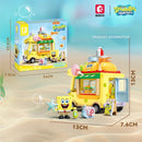 SpongeBob SquarePants Series Building Blocks Hamburger Car Patrick Star Dessert Ice Cream Car Model Bricks Kids DIY Toys Gifts