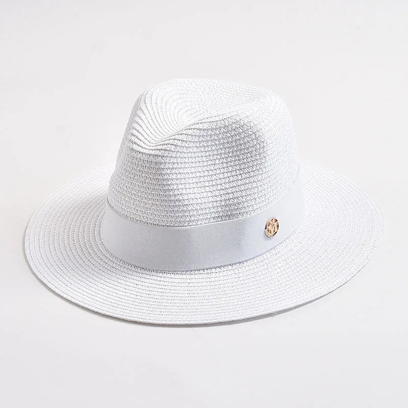 New Summer Straw Hat for Women Panama Soft Shaped Beach Sun Hat Outdoor UV Protection Travel Hat Sombreros De Mujer