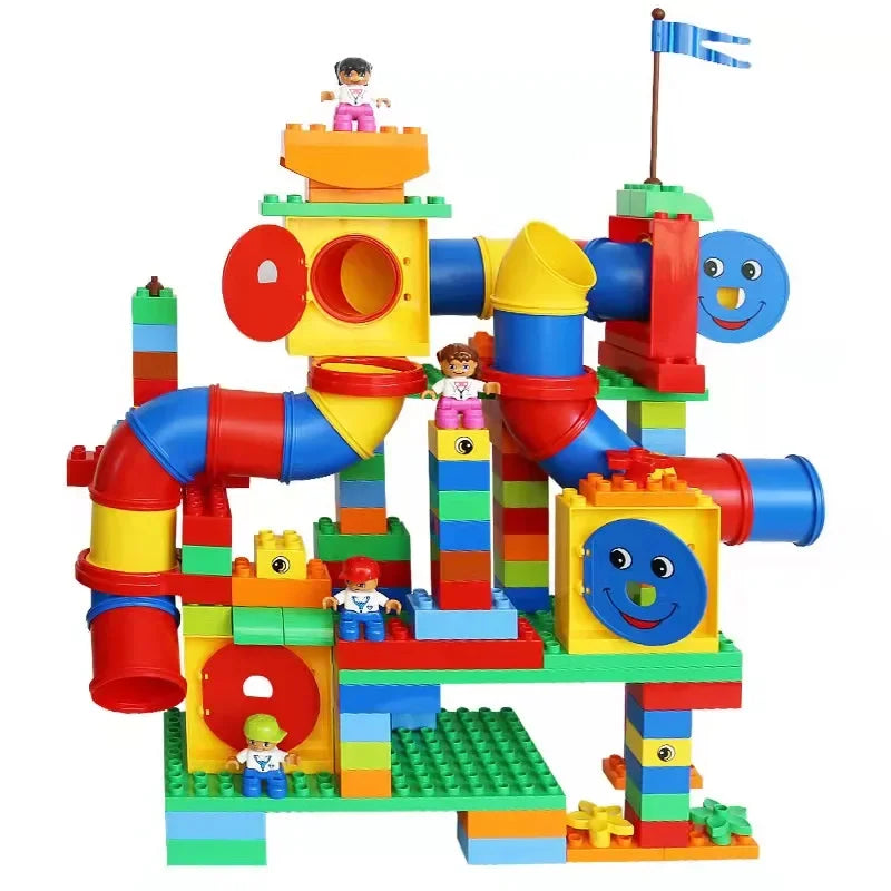 Big Building Blocks Crazy Marble Race Run Slipway Pipeline Ball Compatible Large Bricks Maze Game Children Kids Montessori Toys