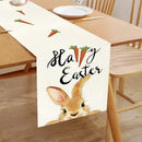 2025 Easter Rabbit Table Runner Linen Bunny Dining Table Cloth Placemat Spring Holiday Happy Easter Decoration For Home Kitchen