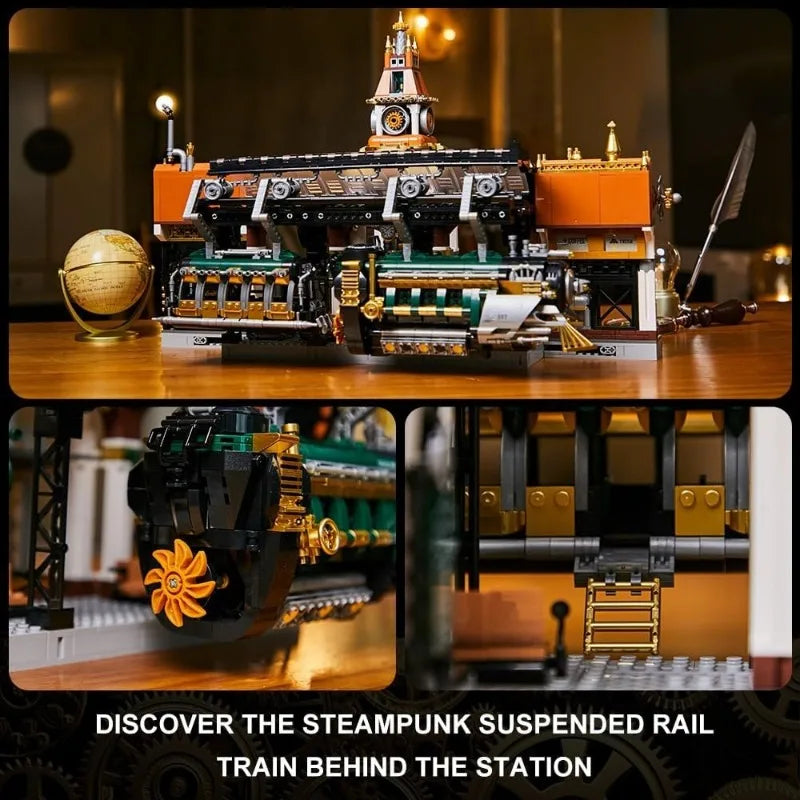 Creative Expert Modular Buildings MOC 85007 Steampunk Railway Station Model 2788PCS Building Blocks Brick Puzzle Toys Kids Gift
