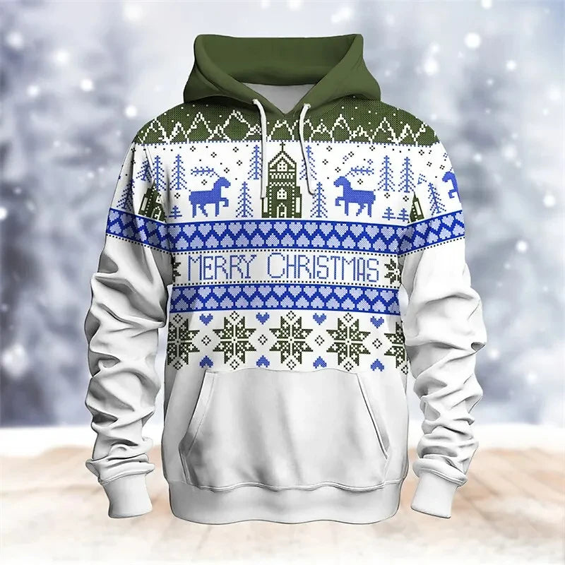 Xmas Snowman 3D Printed Hoodies For Men Clothes Fashion Merry Christmas Elk Women Pullovers Casual Winter Sweatshirts Y2k Tops