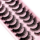 False Eyelashes Cat-Eye Fluffy Faux Mink Lashes 8D Wispy Lashes 10 Pairs Pack Dramatic Long Thick Volume Eyelashes