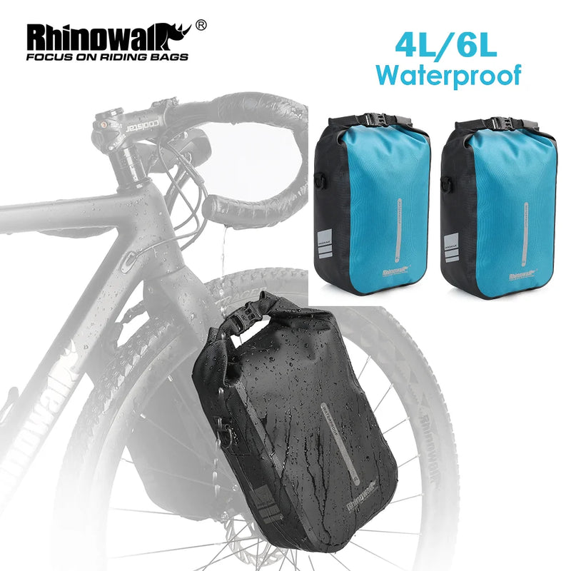 Rhinowalk Bike Bag For Fork Quick Release Bicycle Bag Waterproof 4-6L Electric Scooter Bag Bicycle Front Bag Bikebag Accessories