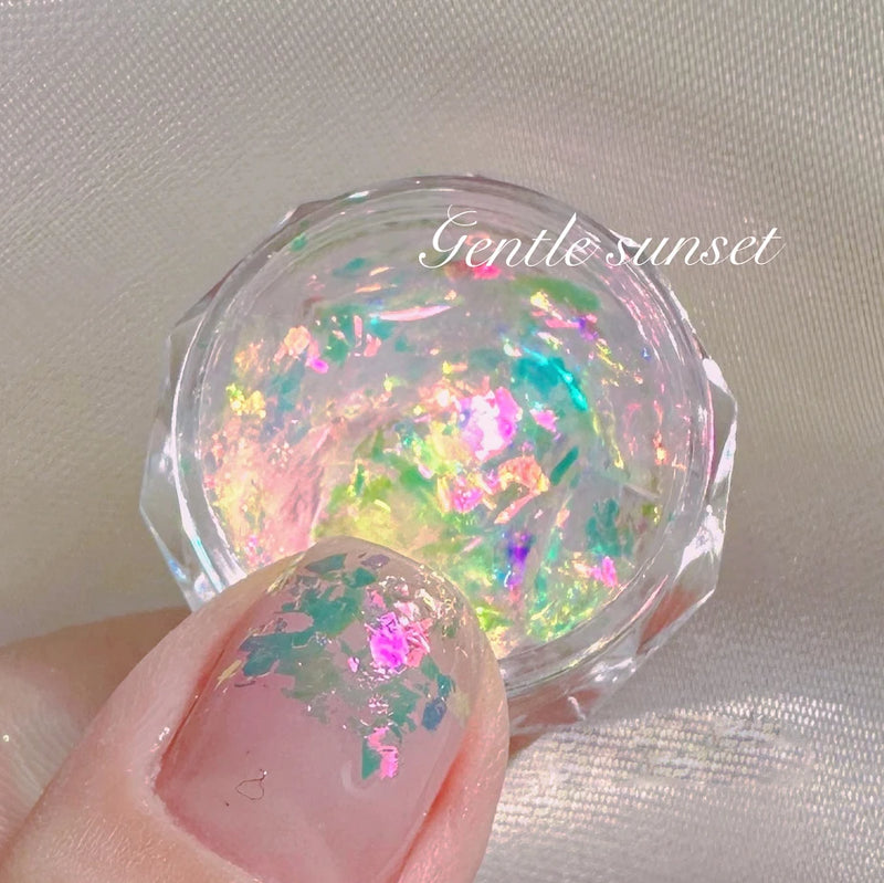 1Jar Aurora Chameleon Snowflake Ultra-Thin Iridescent Nail Sequins Holographic Opal EyeShadow Ice Glitter Nail Chameleon Flakes