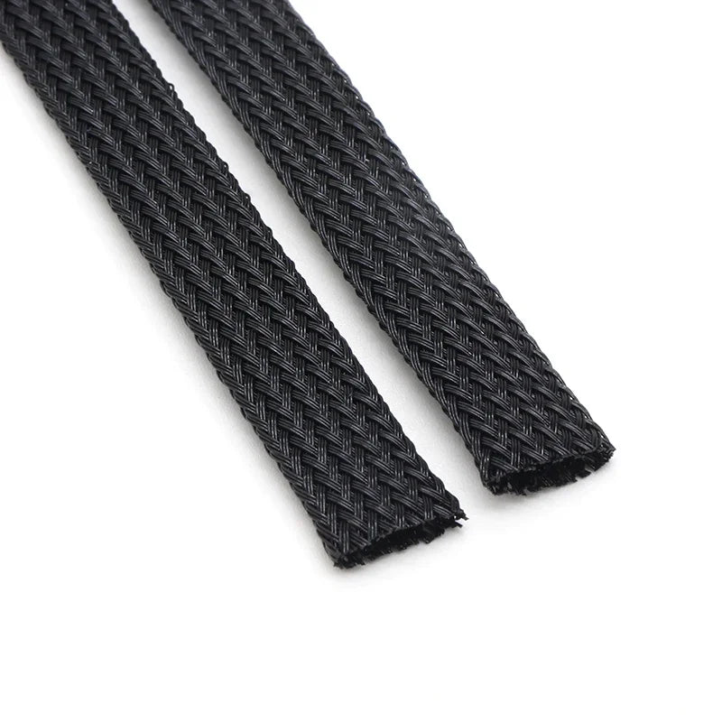 Black PET Braided Sleeve 2 4 6 8 10 12 14 16 20 25 30 40 50 60 70 80mm High Density Insulated Cable Protection Expandable Sheath