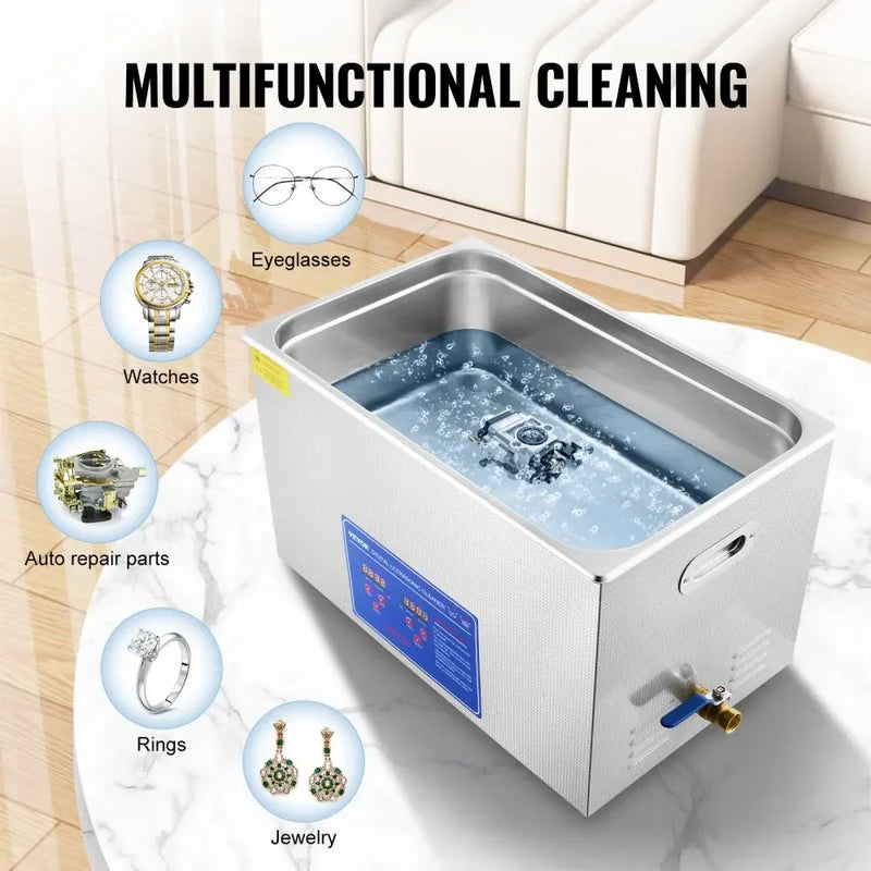 SIHAO Ultrasonic Cleaner with Digital Timer - 2L to 30L Stainless Steel Tank for Jewelry, Glasses, Watches & Industrial Parts