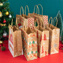 StoBag 5pcs Merry Christmas Kraft Paper Gift Bags Packaging Handmade Candy Biscuit Chocolate  New Year Kids Party Favors Suppli