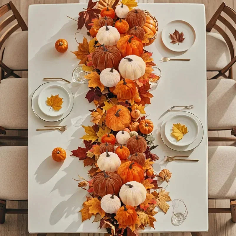 Halloween Artificial Pumpkin Ornaments Halloween Party Thanksgiving Dinner Table Decoration Autumn Fall Home DIY Craft Wreath