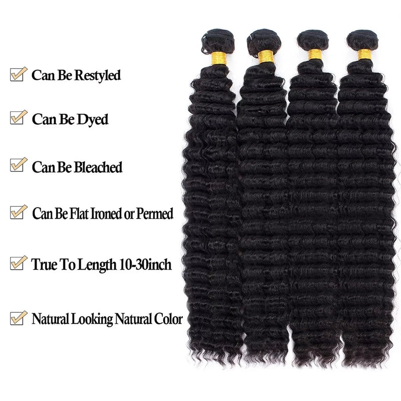 Deep Wave Bundles Human Hair 18 20 22 Inch Water Wave Bundles 10A Brazilian 100% Unprocessed Virgin Human Hair