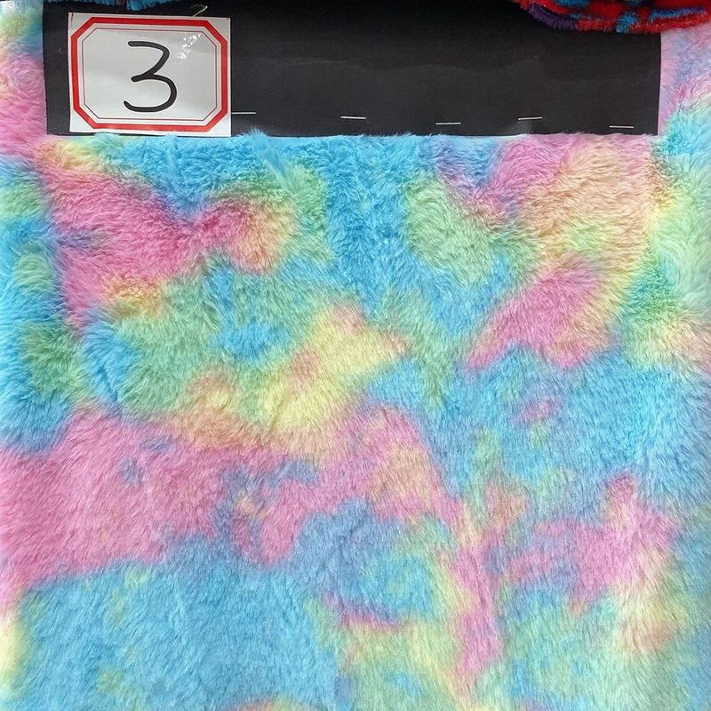 Chzimade 50 X160Cm Dual Color Plush Tie Dyed Fabric Handmade Outerwear Sewing Rainbow Imitation Rabbit Hair Winter Fabric Stripe