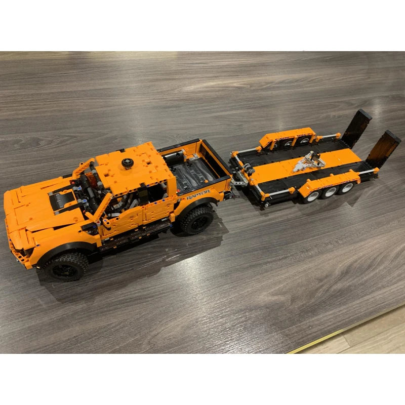 MOC Technical F150 Raptor Car Trailer Model Building Blocks for 42126 Tow Trucks DIY Assemble Bricks Educational Kids Toys Gifts