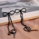 Black White Rhinestone Bow Knot Long Chain Dangle Earrings for Women Fashion Jewelry Bohemian Collection Earrings Accessories